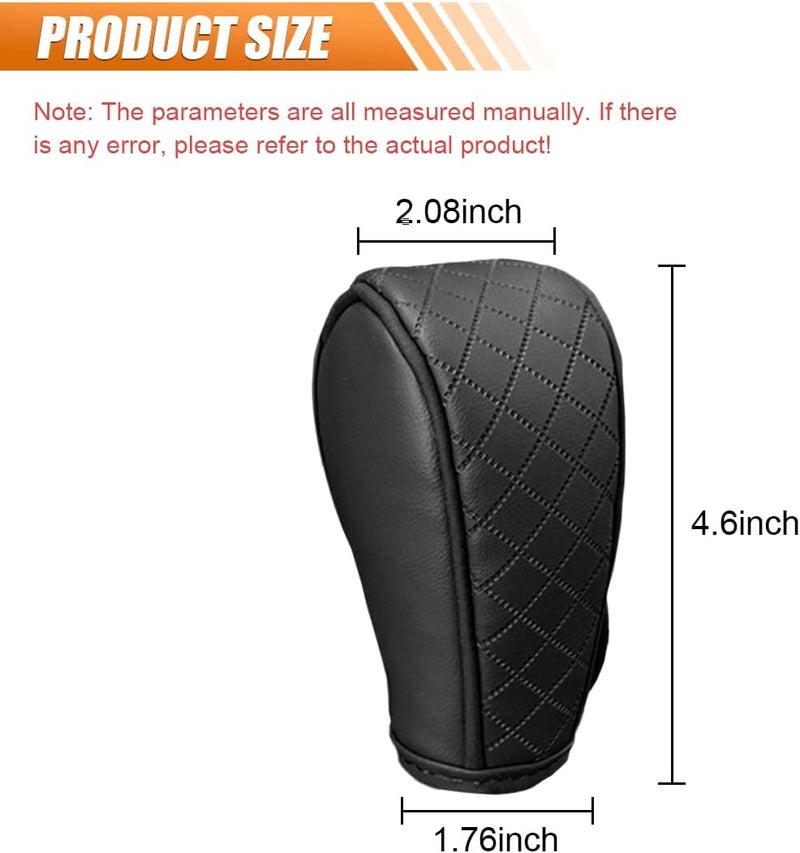 BDZMC 2PCS Leather Car Gear Shift Cover, Anti-Slip Dust Waterproof Gear Shifter Stick Protector, Soft Breathable Universal Automotive Shift Knob Decoration Accessories, Fit Car, SUV, Truck (Black/2PCS) - Image 2